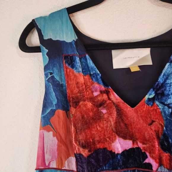 Anthropologie Leifsdottir Patchwork silk and velvet Floral Dress Size 8 - Picture 3 of 9